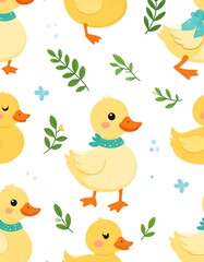 Cute Yellow Duckling Pattern.