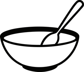 Hand Drawn Mixing Bowl with Spoon Doodle Vector Simple