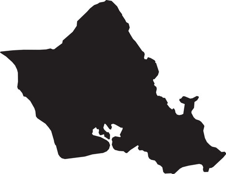  Oahu Island of Hawaii Silhouette Isolated