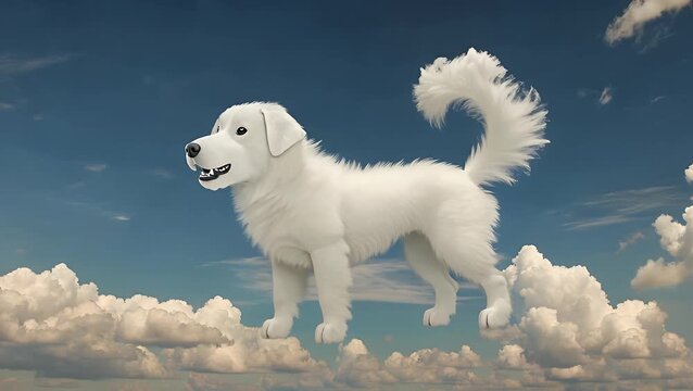 canine figure formed from atmospheric vapor floating in azure firmament above