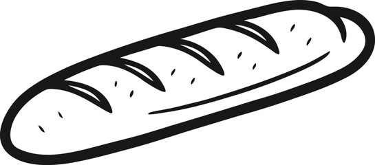 Stylish Doodle Illustration of Baguette Bread Simple