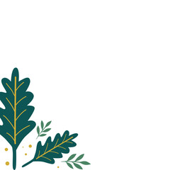 Layered green oak and eucalyptus leaves in corner, adding depth to romantic, spa, or luxury-themed visual projects.
