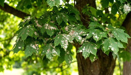 Obraz premium Maple leaves with a whitish coating