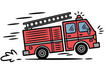 Firetruck Emergency Vehicle Vector Illustration White Background