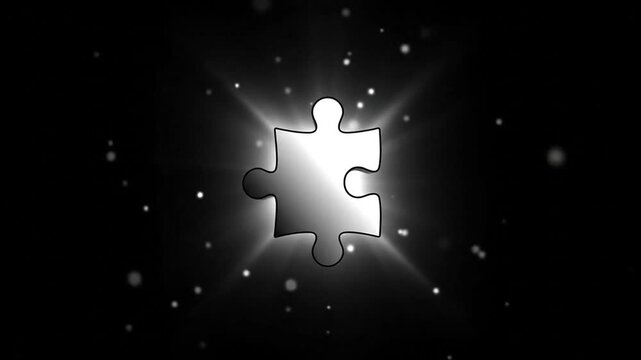 Glowing puzzle piece symbolizes solutions unity and problem solving