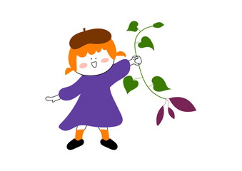 さつまいもを収穫した女の子のイラスト素材