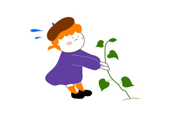 芋ほりする女の子のイラスト素材