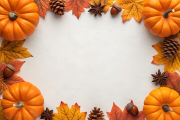 Autumnal Still Life Pumpkins, Leaves, and Seasonal Decor