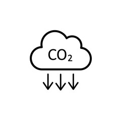 CO2 Emissions Icon – Carbon Dioxide Cloud with Down Arrows Vector Illustration