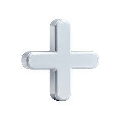 Obraz premium A 3D rendered, light-grey, metallic plus symbol with rounded edges and subtle beveling