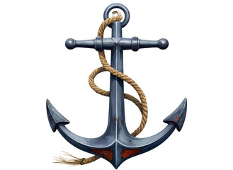 Firefly_Vintage Maritime Gray Anchor with Rope Isolated on Transparent Background PNG
