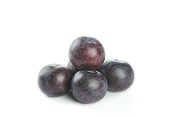Red Flesh Australian Blood Plums Fresh Imported Stone Fruit White Background
