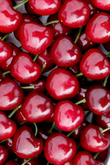 Fresh Dalian Meiyao Cherries from Shandong China - Red Domestic Cherry Fruit Background