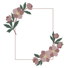 Elegant Floral Frame with Pink Flowers.