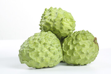 Fresh Green Custard Apples Taiwan Tropical Exotic Fruit White Background