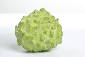 Fresh Buddha's Hand Citron Fruit with Bumpy Green Skin on White Background