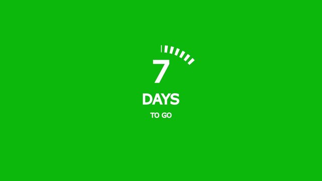 70 days to go,70 days count animation, motion graphics running numbers counting days,70 days in a month,70 days left, 4K HD video with white and green background.