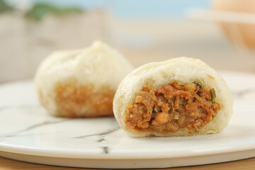 Traditional Chinese Xiao Long Bao Pork Dumplings Freshly Steamed Shengzhou Style Buns