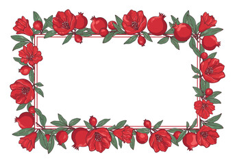 Red Pomegranate Frame Border Design.