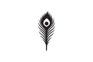 Peacock Feather Silhouette Vector Design Minimal Peacock Feather Black Outline