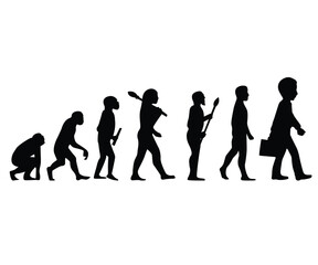 Human Evolution Timeline Silhouette -From Ape to Modern Businessman