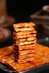 Spicy Dried Bean Curd Squares in Red Chili Oil - Traditional Chinese Pingjiang Specialty Snack