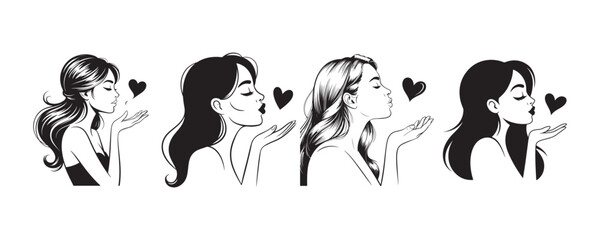 Beautiful Woman Silhouette Vector Illustration eps