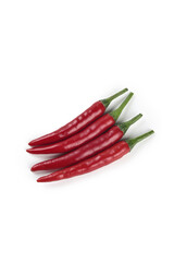 Fresh Red Chili Peppers on White Background
