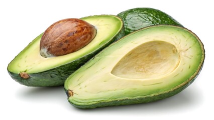 Fresh and vibrant avocado isolated on white background, showcasing its creamy texture and healthy appeal, perfect for culinary and wellnessthemed projects