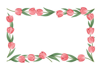 Pink Tulips Frame Elegant Spring Border.