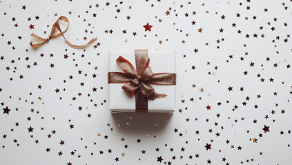 White Christmas gift with copy space
