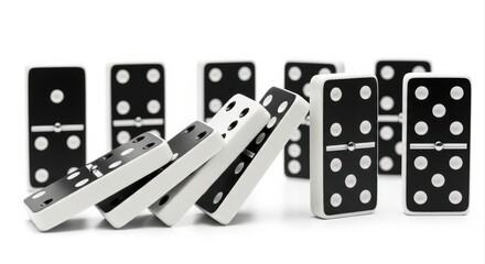 Dynamic Domino Topple Setup, Clean Studio Shot