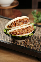 Handmade Chinese Pork Buns Shaanxi Tongguan Style Marinated Meat Filling Traditional Steamed Bao