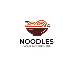 Flat design noodle food logo design in modern style 