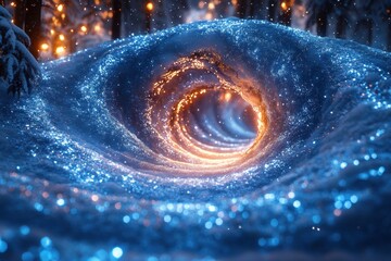 Blue vortex with light emitting from center.