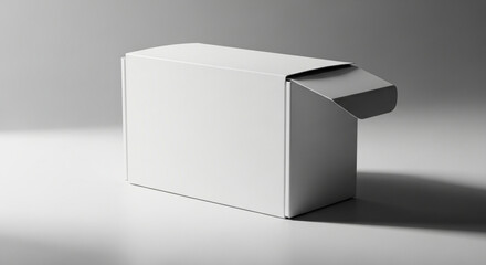 Close-up Blank White Product Box Mockup with Open Flap on Simple Studio Background