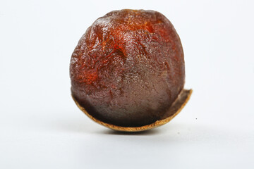 Chinese Dried Fruit or Meat Product with Glossy Surface on White Background