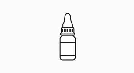 A clean vector outline icon of an eye drop bottle, representing essential vision care and ophthalmology, isolated on a white background for medical and health-related graphics.