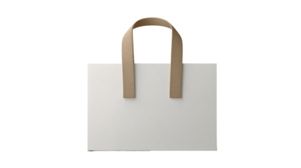 Plain white tote bag with light beige handles