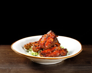 Glazed Smoked Fish Specialty Dish on White Plate - Gourmet Seafood Cuisine