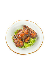 Chinese Smoked Fish Carp with Sweet Sour Glaze on Lettuce - Traditional Asian Specialty Cuisine