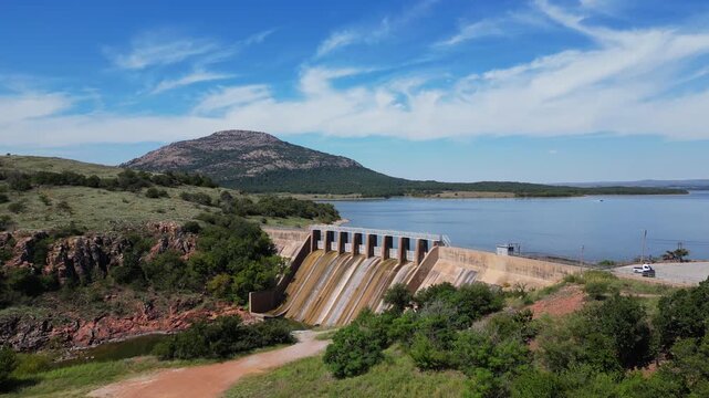 Lake Lawtonka Dam with Mt Scott, Oklahoma