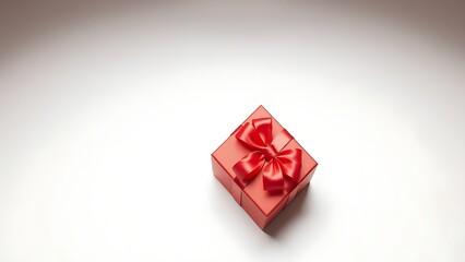 Luxurious red gift box tied with a satin ribbon, elegantly presented on a clean white surface.