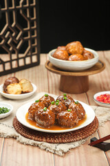 Chinese Braised Lion's Head Meatballs Special Banquet Dish Traditional Asian Cuisine