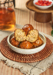 Four Lions Head Meatballs Braised in Sauce - Traditional Chinese Cuisine Special Banquet Dish