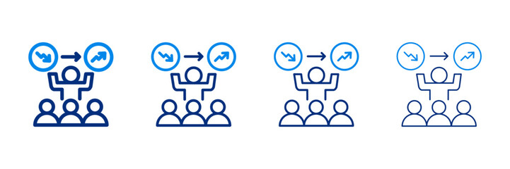 Coaching Icon Set With Two Colors And Multiple Line Styles Vector Illustration 