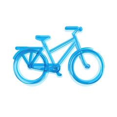 Obraz premium A translucent light-blue bicycle illustration, depicted in a side profile view, showing details like wheels, handlebars, and saddle