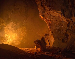 Cave interior with warm light