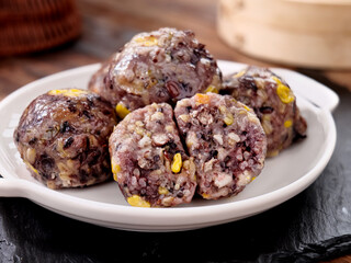 Traditional Shandong Eight Treasure Sticky Rice Buns with Bean and Corn Chinese Special Snacks