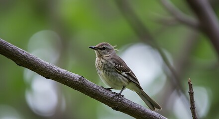 Fototapeta premium Small bird perched on a tree branch in natural outdoor environment